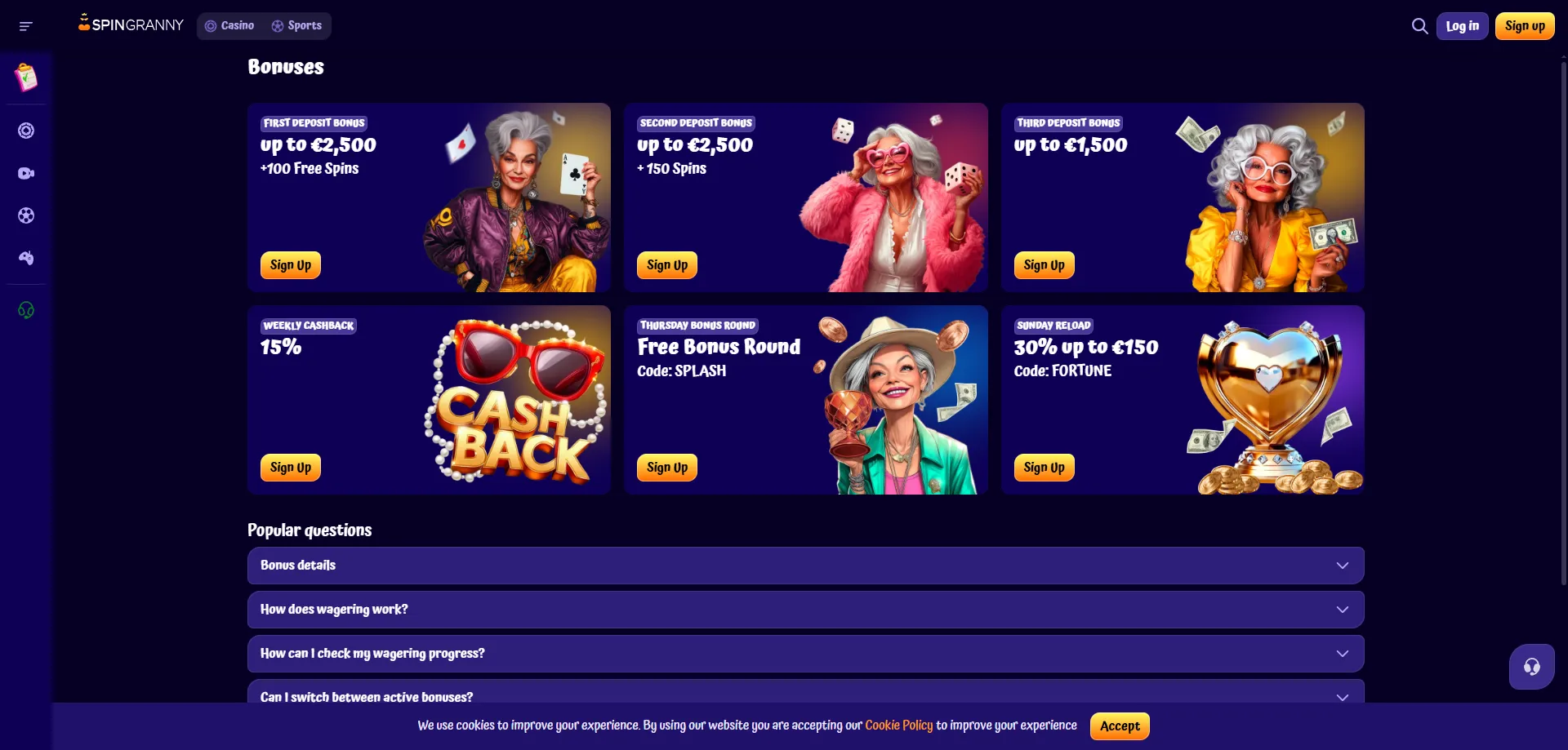 Spingranny Casino bonus di benvenuto 100 giri gratis per nuovi giocatori